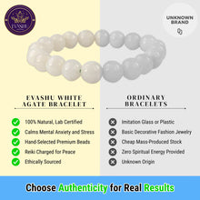 Load image into Gallery viewer, White Agate Crystal Bracelet – Peace, Clarity &amp; Harmonizing Energy Jewellery - Side View | Natural Seven Chakra Crystal Bracelet for Evil Eye Protection &amp; Negative Energy Shield
