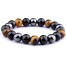 Load image into Gallery viewer, Activated Natural Black Obsidian, Hematite and Tiger Eye Stone Combination Bracelet A triple Protection Bracelet | For Negativity Evil Eye Spirit Protection | Best Protection Stones
