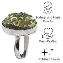 Load image into Gallery viewer, Certified Original Pyrite Ring for Women and Men - Real Pyrite Stone for Wealth, Abundance &amp; Success - Adjustable Fit
