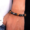 Triple Protection Bracelet – Hematite, Black Obsidian & Tiger’s Eye | Balance, Protection & Positive Energy